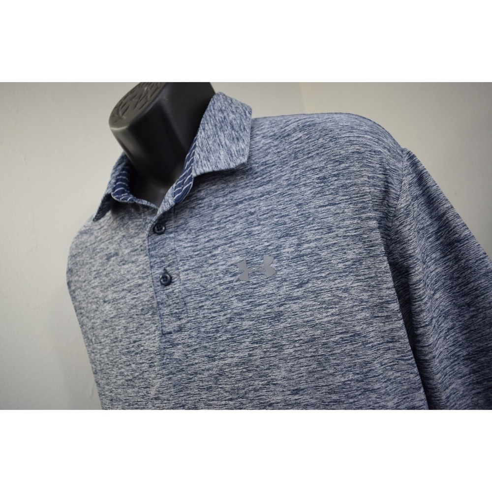 Under Armour Golf Polo Blue HeatGear Loose Wicking Short Sleeve Men Size 2XL XXL